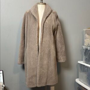 Vintage Sonata Women's Tan Faux Fur Coat midi length bell sleeve size M